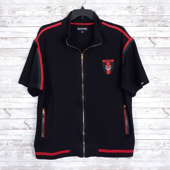 Makobi Mens Short Sleeve Jacket 2X Tiger Crest Grind Black 77A - Picture 1 of 6